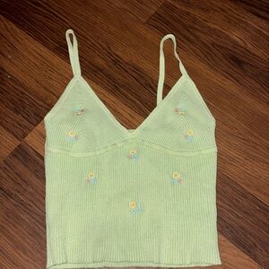 SHEIN Light Green Floral Embroidered Cami